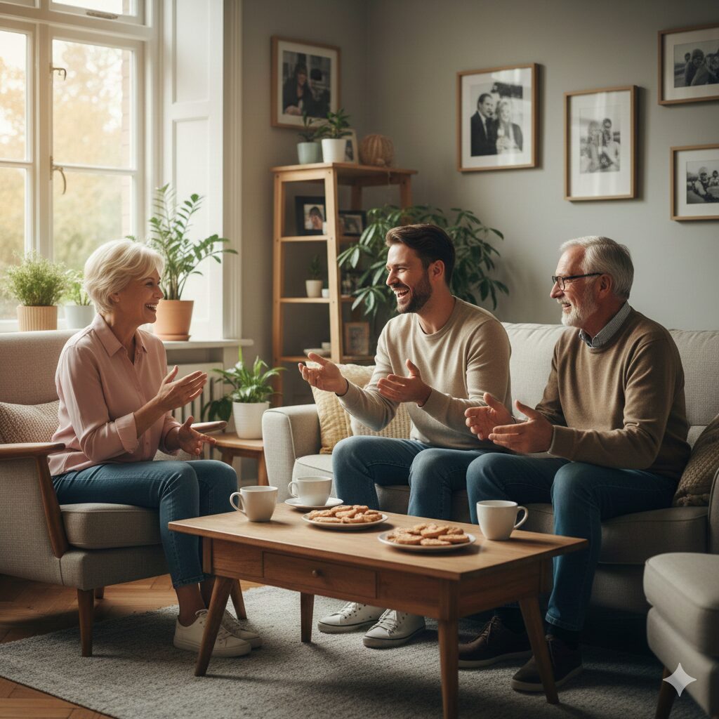 両親と会話しているイメージ画像